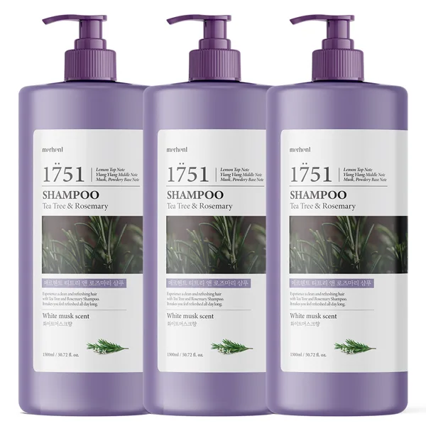 메르헨트 티트리 로즈마리 퍼퓸 샴푸, 화이트머스크향, 1500ml, 3개