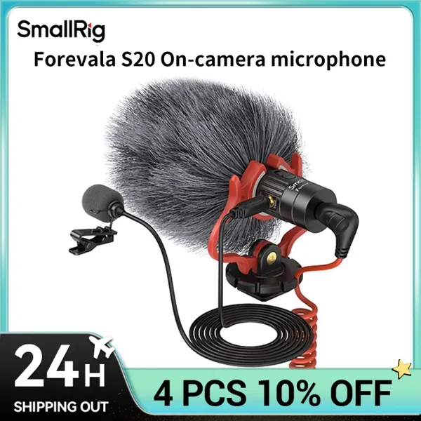 SmallRig S20 온카메라 스테레오 마이크(쇼크 마운트 포함) iPhone 및 스마트폰용 DSLR 카메라용 3468