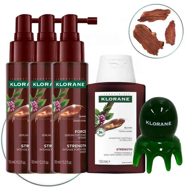클로란 퀴닌 두피 세럼 100ml x 3개 + 샴푸 100ml + 문어 괄사 [두피 안티에이징 앰플]