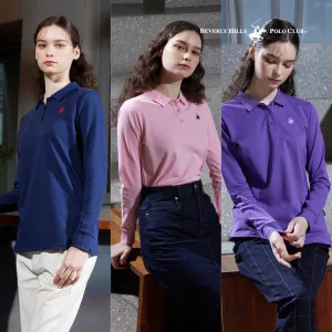 비버리힐스폴로클럽 여성 PK 폴로 카라 긴팔티셔츠 3종택1 TS505