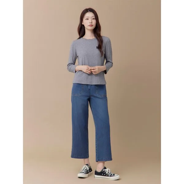[지센] (2컬러) 풀밴딩 와이드 데님팬츠 LCDPQ822