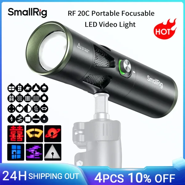 스몰리그 RF 20C 휴대용 포커스 조절 가능 RGB LED 비디오 조명, 5색 LED 20가지 패턴 조명 필터 20W USB-C PD 36W 고속 충전