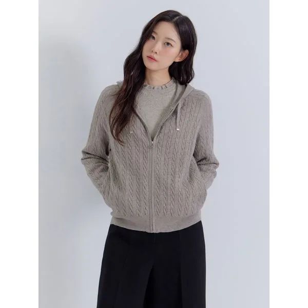 지센 (3컬러) 꽈배기 후드 집업 가디건 LCKTPA22