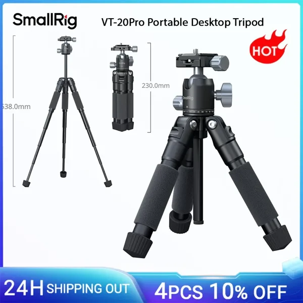 SmallRig VT-20 Pro 휴대용 데스크탑 삼각대(전화 클램프 포함) 사진 촬영 비디오 촬영 라이브 스트리밍용 비디오 헤드 포함 -5470