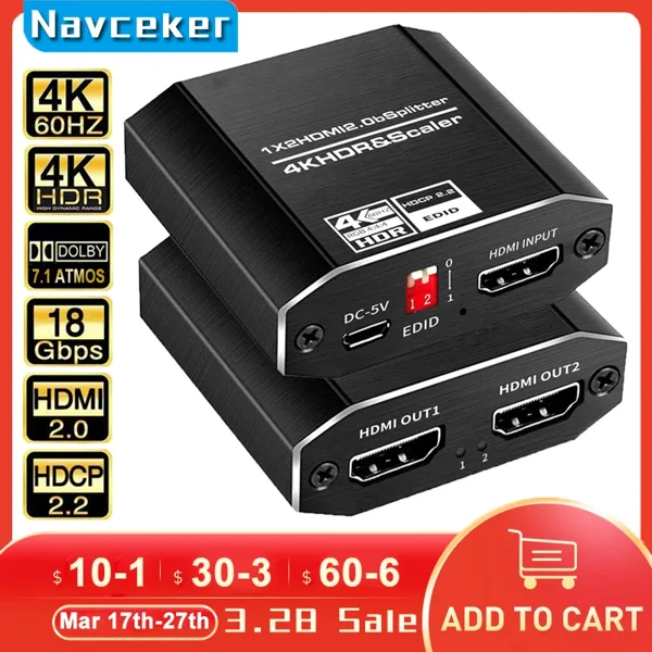 ProAV 4K UHD HDMI 2.0 1x2 분배기 HDCP 2.2 HDR Blu-ray DVD PS3 PS4 용