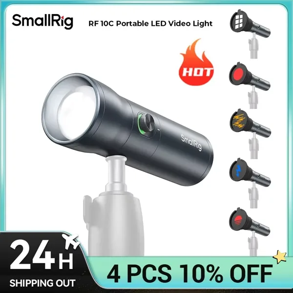 스몰리그 휴대용 포커스 조절 가능 RF 10C LED 비디오 조명 4색 미니 스포트라이트 10W CRI 96 TLCI 98 웨딩, 라이브 스트리밍, 비디오 촬영용