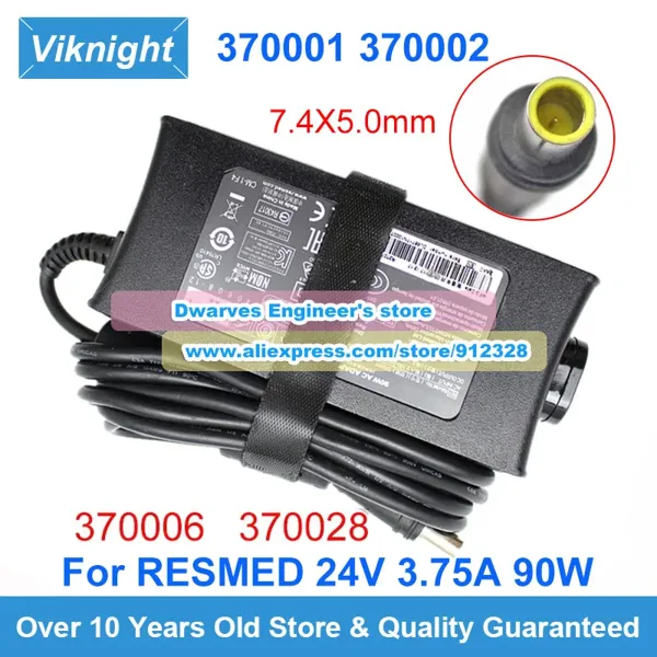 370006 24V 3.75A AC 어댑터 90W Resmed 공기 감각 S10 IP22 37030 10 370001 370002 DA-90F24 DA90A24 R370-7232