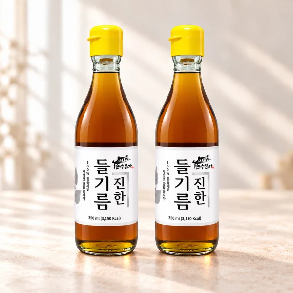통들깨 100% 들기름 금방아 350ml 2개