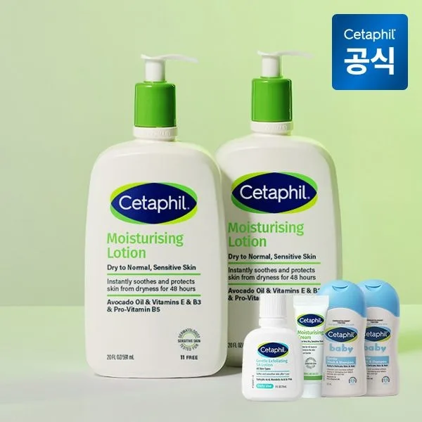 세타필 모이스춰라이징 로션 591ml 2개 (+로션 29ml+크림 10g+워시 50ml 2개)