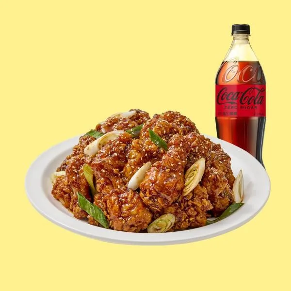 (노랑통닭) (순살/뼈)대파 간장 치킨+콜라제로1.25L
