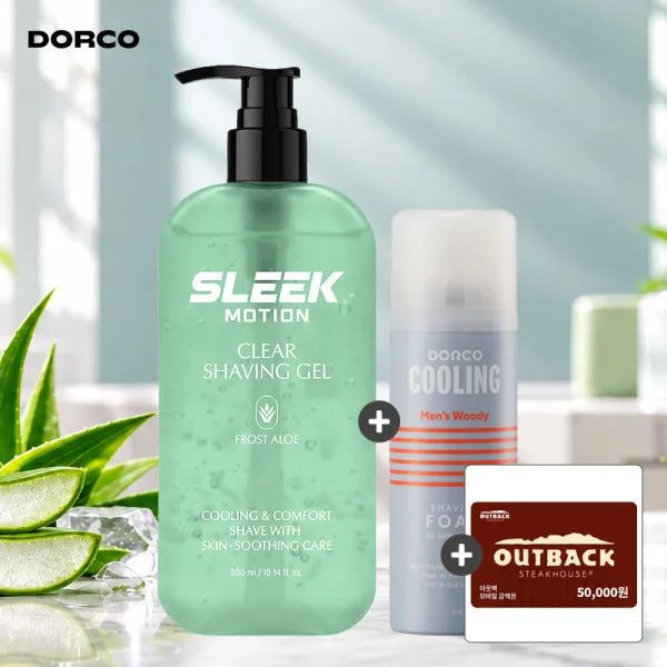 슬릭 모션 클리어 쉐이빙젤 프로스트 알로에 300ml + 쉐이빙폼 74ml