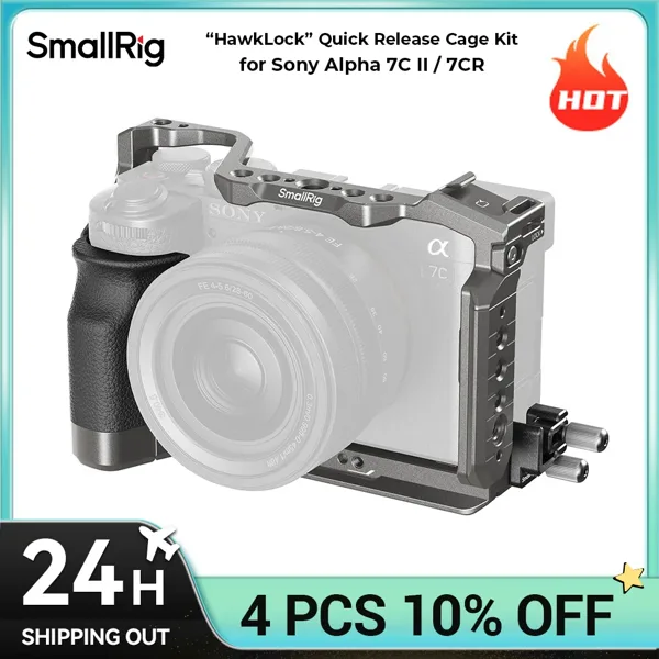 SmallRig A7C II / A7CR "HawkLock" DJI RS4 Pro 5198용 Sony Alpha 7C II / 7CR용 실리콘 핸들이 포함된 퀵 릴리스 케이지 키트