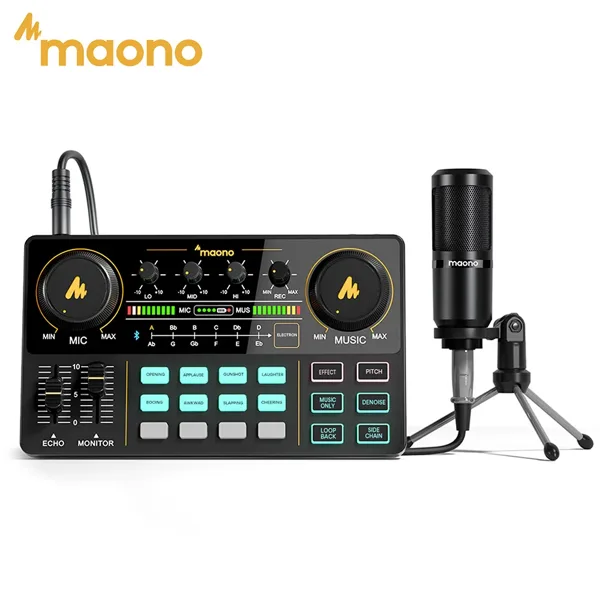 MAONO AM200-S1 사운드 카드 마이크 세트 MaonoCaster 오디오 인터페이스(콘덴서 마이크 포함) 라이브 스트리밍 녹음 PC 휴대폰용