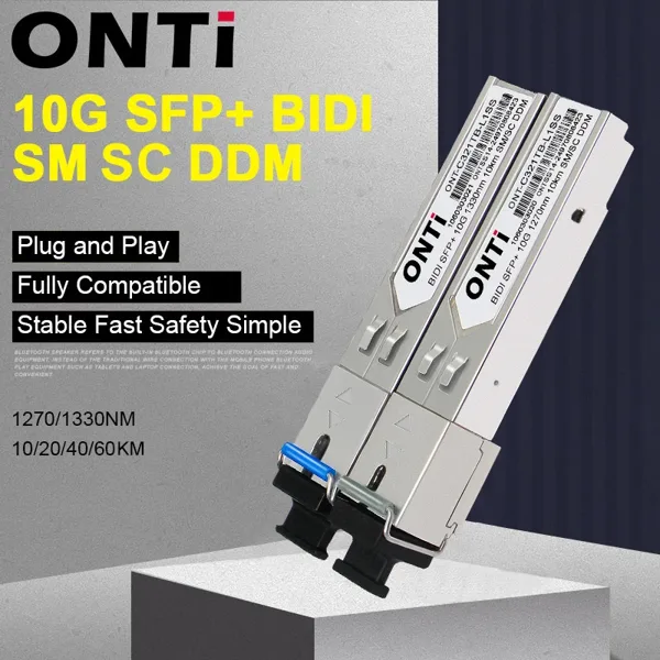 ONTi 10G BIDI SM SC WDM SFP+ 모듈 1270/1330nm 단일 모드 10-60KM 광섬유 모듈 Cisco...등 스위치와 호환 가능