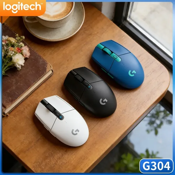 로지텍 G304 무선 게이밍 마우스, 1ms의 낮은 지연 시간, 인체공학적 디자인, 250시간 배터리 수명, 광학 센서, Mac 및 Windows 컴퓨터용.