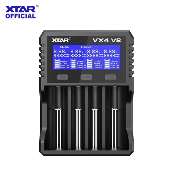 XTAR VX4 V2 18650 배터리 충전기 AA/AAA 리튬 이온 LiFePO4 Ni-MH 충전식 배터리 20W 배터리 용량 테스터