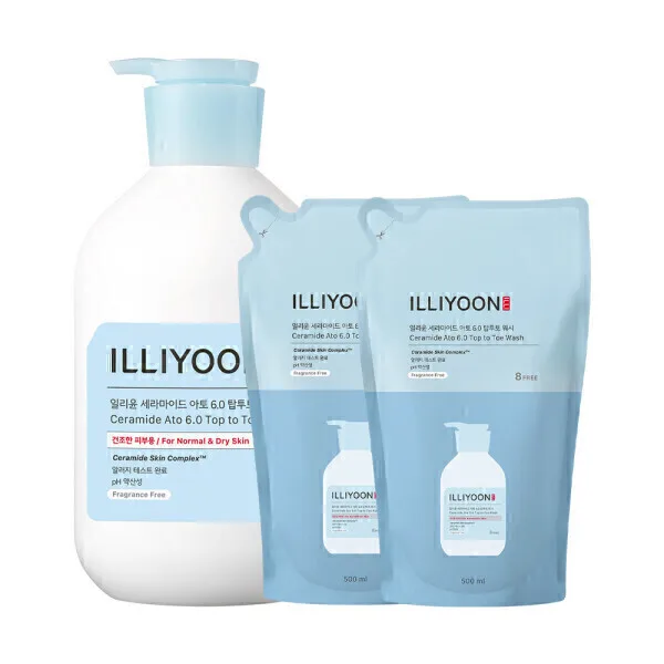 일리윤 세라마이드아토6.0탑투토워시 1000ml+리필 500ml 2개