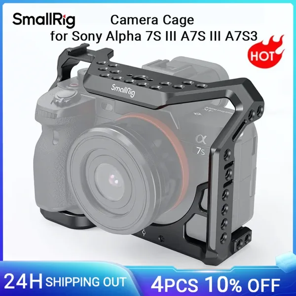 SmallRig a7s3 A7siii DSLR 케이지, Sony Alpha 7S III 카메라 케이지, 콜드 슈 마운트 및 나토 레일 비디오 DIY 케이지 리그 2999