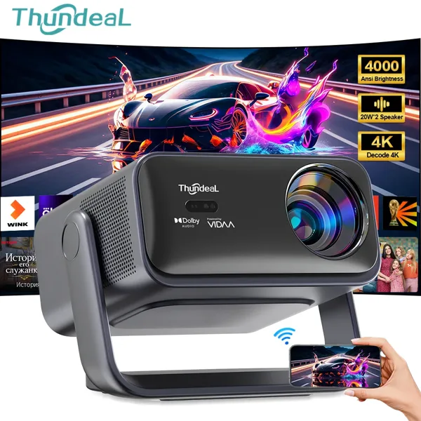 ThundeaL TD99W 4K 풀 HD 1080P WIFI 비디오 빔 프로젝터 휴대용 음성 제어 50W 돌비 홈 시어터