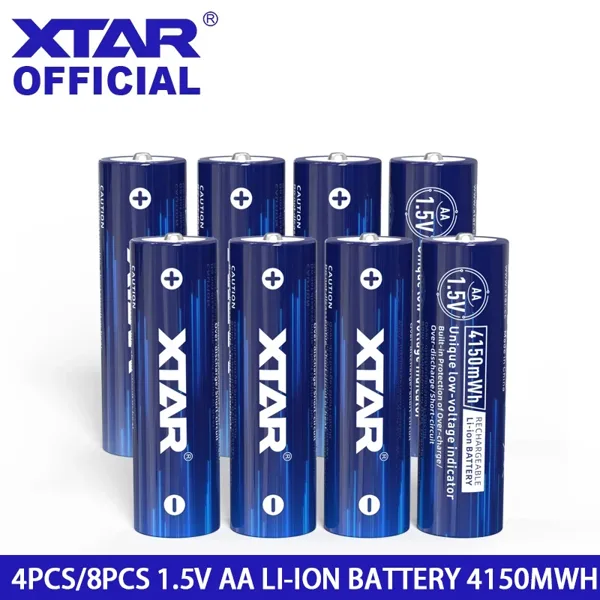 XTAR AA 4150mWh 2500mAh 1.5V 리튬 이온 충전식 배터리 스마트 LED 표시기가 있는 리튬 배터리 시계 마우스용