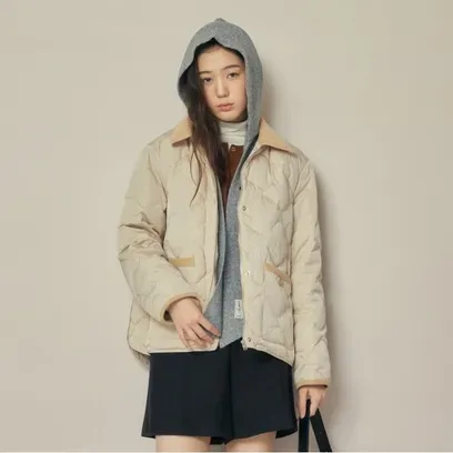 JJ지고트 코듀로이 칼라 퀼팅 덕다운 점퍼 GRAM2PD911