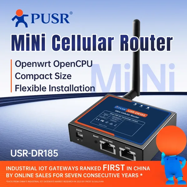 PUSR 산업용 4G LTE Cat.1 라우터 듀얼 LAN 포트 OpenWrt OpenCPU VPN 방화벽 DDoS 보호 DIN 레일 셀룰러 라우터 DR185s-G
