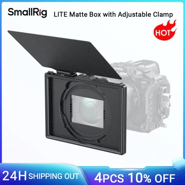 SmallRig LITE 매트 박스, 조절 가능한 클램프 포함, DSLR, 섬유 탑 플래그 포함, 4x5.65 필터, 원형 필터-4409