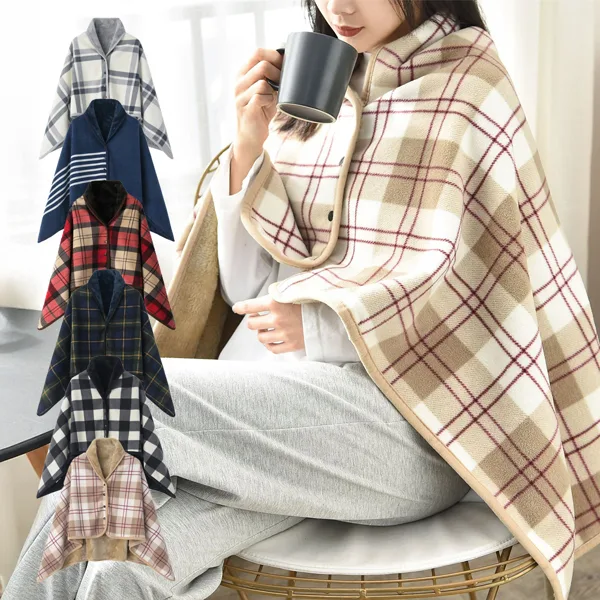 체크 똑딱이 담요, 체크 그레이 1개 + 체크 레드 1개, 80X130cm, 2개