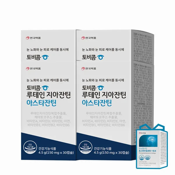 안국약품 토비콤 루테인 지아잔틴 아스타잔틴 루지아 30캡슐, 4개