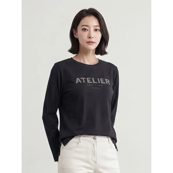 PAT 여성 기모 스판 라운드 티셔츠_1K85381