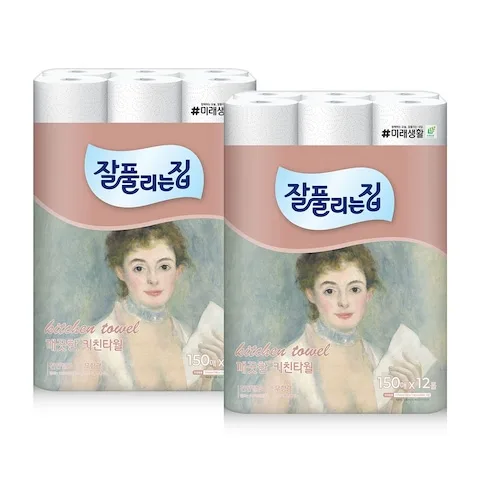 잘풀리는집 키친타월 150매 x 12롤 x 2팩 (총 24롤)
