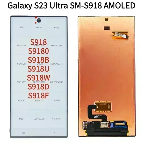 6.8인치 AMOLED 디스플레이 스크린 어셈블리 삼성 갤럭시 S23 울트라 S918B S918B/DS LCD 디스플레이 디지털 터치 스크린 부품