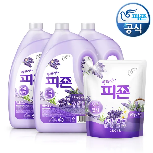 섬유유연제 피죤 3100ml x3개+2300mlx1개p(핑크/옐로/블루/바이올렛)