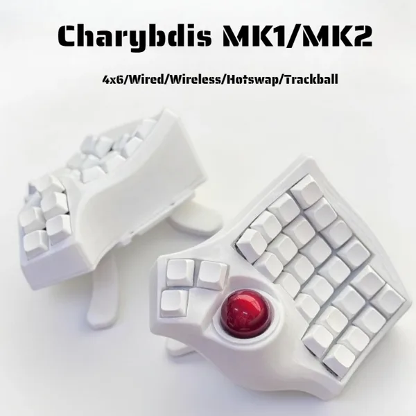 Charybdis MK2 분리형 키보드 키트 4x6 커스텀 유선/무선 핫스왑 기계식 키보드 손목 받침대/스탠드/트랙볼 게임 액세서리