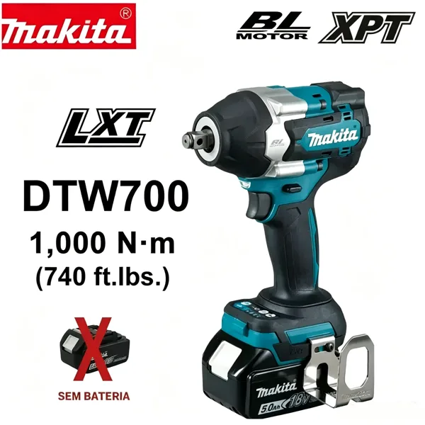 마키타 DTW700 18V 브러시리스 1/2인치 임팩트 렌치 1000N·m 너트 브라스팅 4단 자동 정지 기능 자동차 및 중장비 수리용