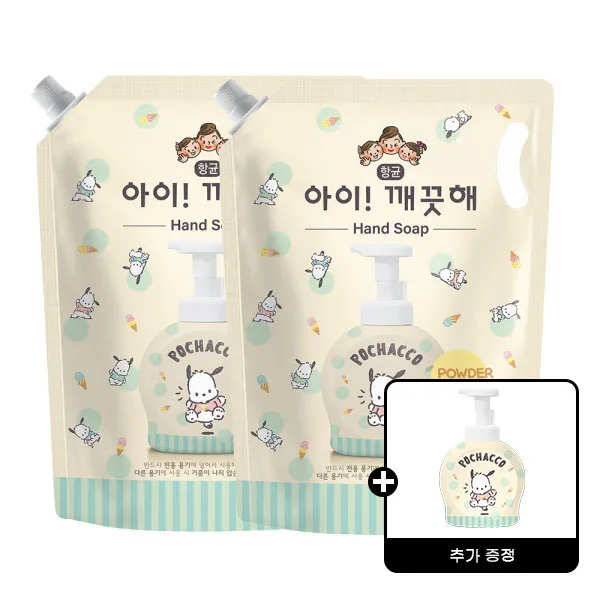 아이깨끗해X포차코 핸드워시 순향 리필 1.8L 2개 +포차코 핸드솝 490mL 공용기 증정