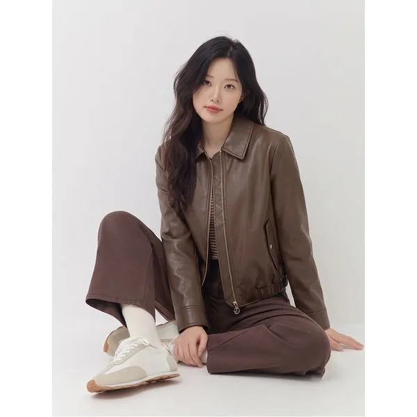 비건레더 스탠카라 집업 자켓 LCJKO921