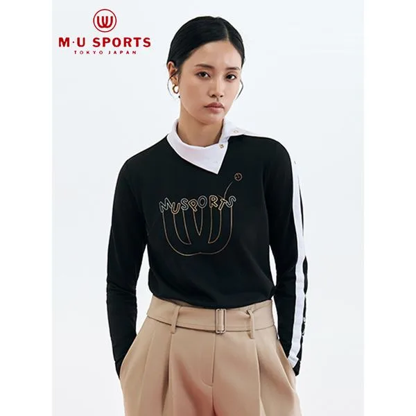 여성 오픈 하이넥 기모 티셔츠 블랙 MUW54TS1BK