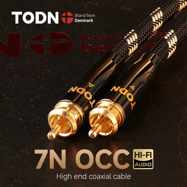 TODN 디지털 오디오 동축 케이블, 75Ω, 7N OCC 고급 RCA-2RCA 스테레오 케이블, 스피커, 하이파이 서브우퍼 케이블, 서브 케이블