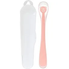 퍼기 동물 실리콘 이유식 스푼, 1개, 곰핑크