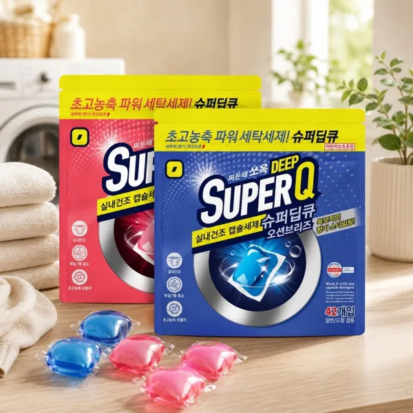 슈퍼딥큐 캡슐세제 오션브리즈 42개입+플라워 코튼 42개입