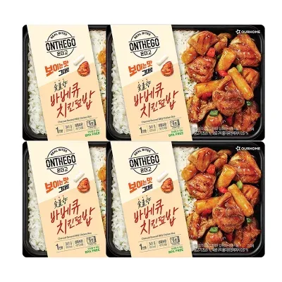 아워홈 온더고 숯불향 바베큐 치킨덮밥, 341g, 4개