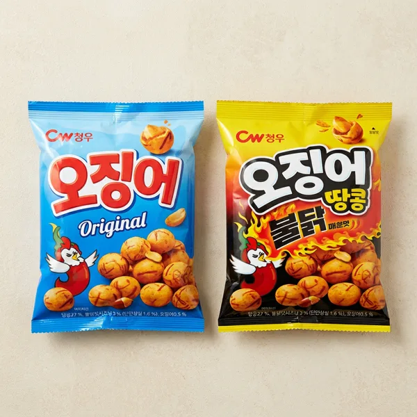 청우 오징어땅콩 10봉세트, 오리지널 90g 5봉 + 불닭 90g 5봉