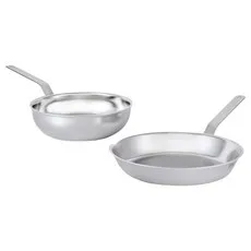 스테니 인덕션 통5중 스테인리스 프라이팬 세트 2개, 스텐팬 28cm + 스텐웍 24cm, 1세트