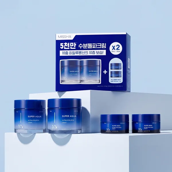 미샤 수퍼 아쿠아 울트라 히알론 크림 더블 기획세트(70ml x 2+20ml x 2)