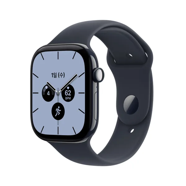 공식 애플워치 12 셀룰러 46mm 나이트 블루 세라믹, 네이비 블루 스포츠 밴드 (M/L) MJH44KH/A