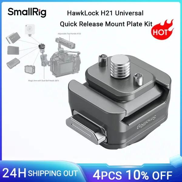 SmallRig HawkLock H21 모니터용 범용 퀵 릴리스 마운트 플레이트 키트, Sony 카메라용 Canon용 액션 카메라 -4491
