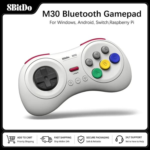 8BitDo M30 블루투스 게임패드 게임 컨트롤러 MD 스타일 (닌텐도 스위치, PC, MacOS, 안드로이드, 라즈베리 파이 게임 액세서리)
