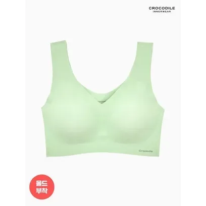 뉴 라이크라 쉘론 몰드부착 V넥 브라 1종 라이트그린
