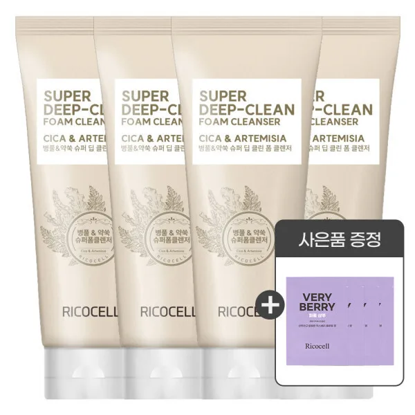 3+1 리코셀 트러블 진정+저자극 클렌징폼 220ml 총4개 (병풀·약쑥·어성초/약알칼리)